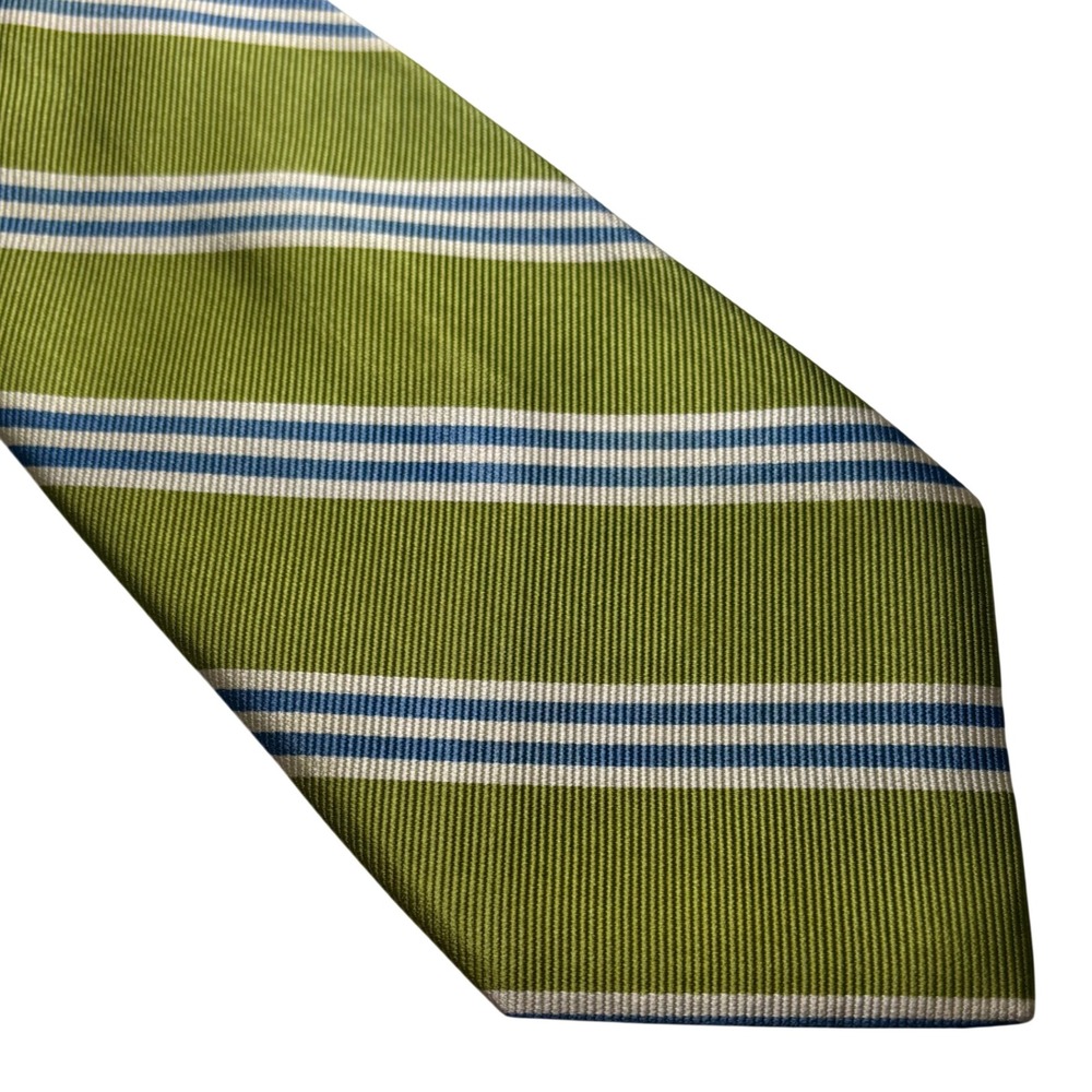 Jos. A. Bank Executive Collection Silk Repp Stripe Tie Lime Green Blue White